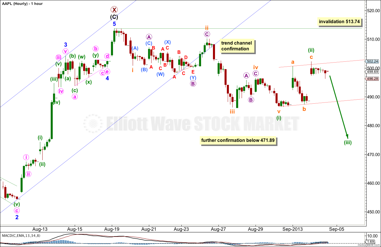 AAPL Elliott Wave Chart Hourly 2013