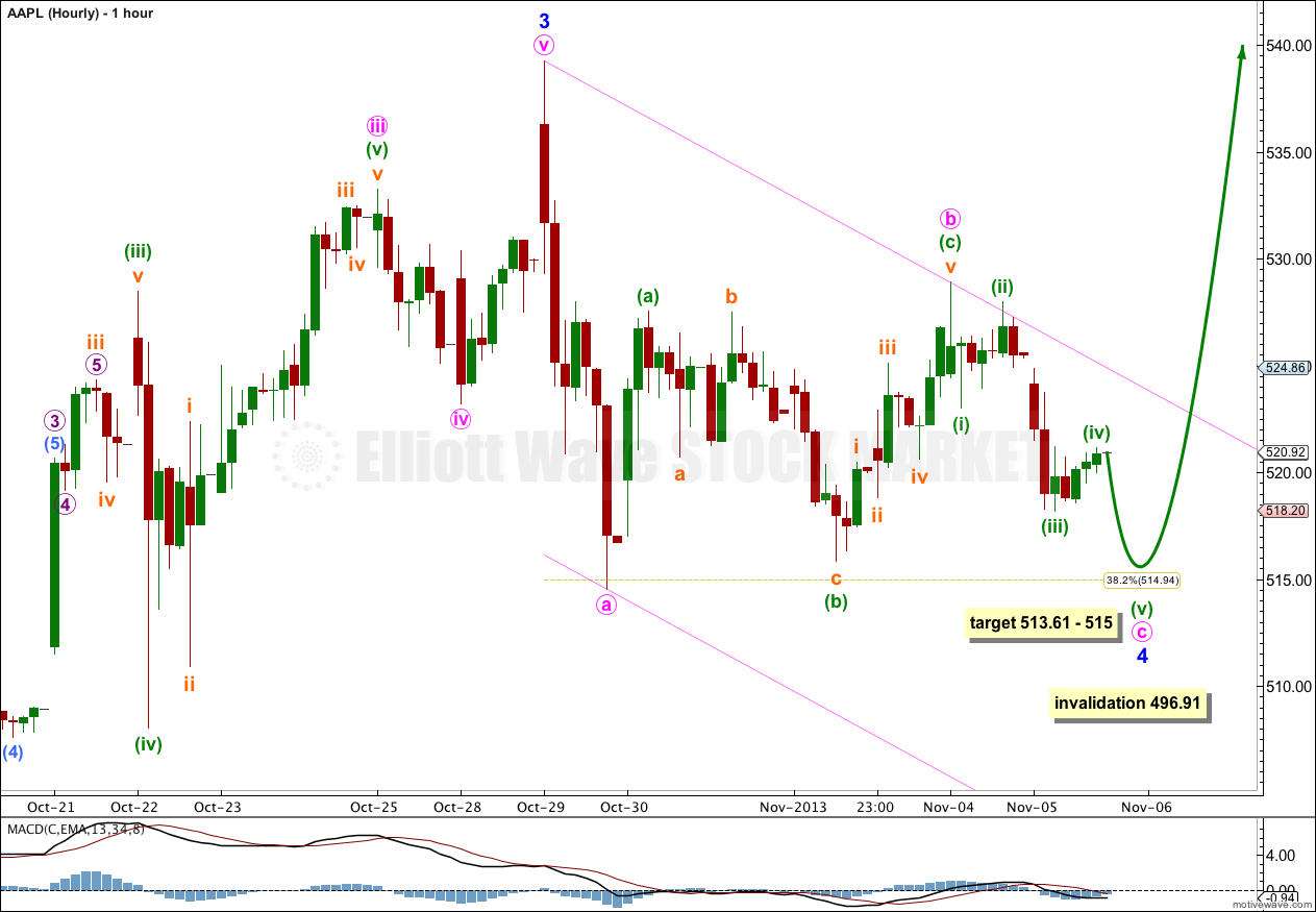 AAPL Elliott Wave Chart Hourly 2013